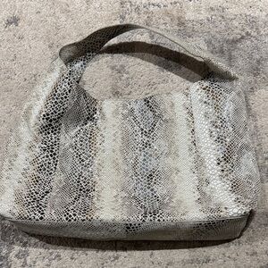 Latico Snakeskin Lindsey Hobo Bag in Cream and Gray